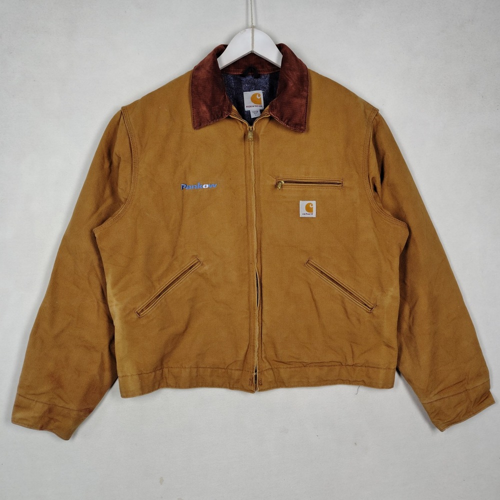Carhartt 100188 BRN Jacket Brown Duck Canvas Blanket Lined USA Mens Large